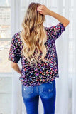 And The Why Leopard Foil Printed Half Sleeve Summer Sweater - Trendsi - Flyclothing LLC