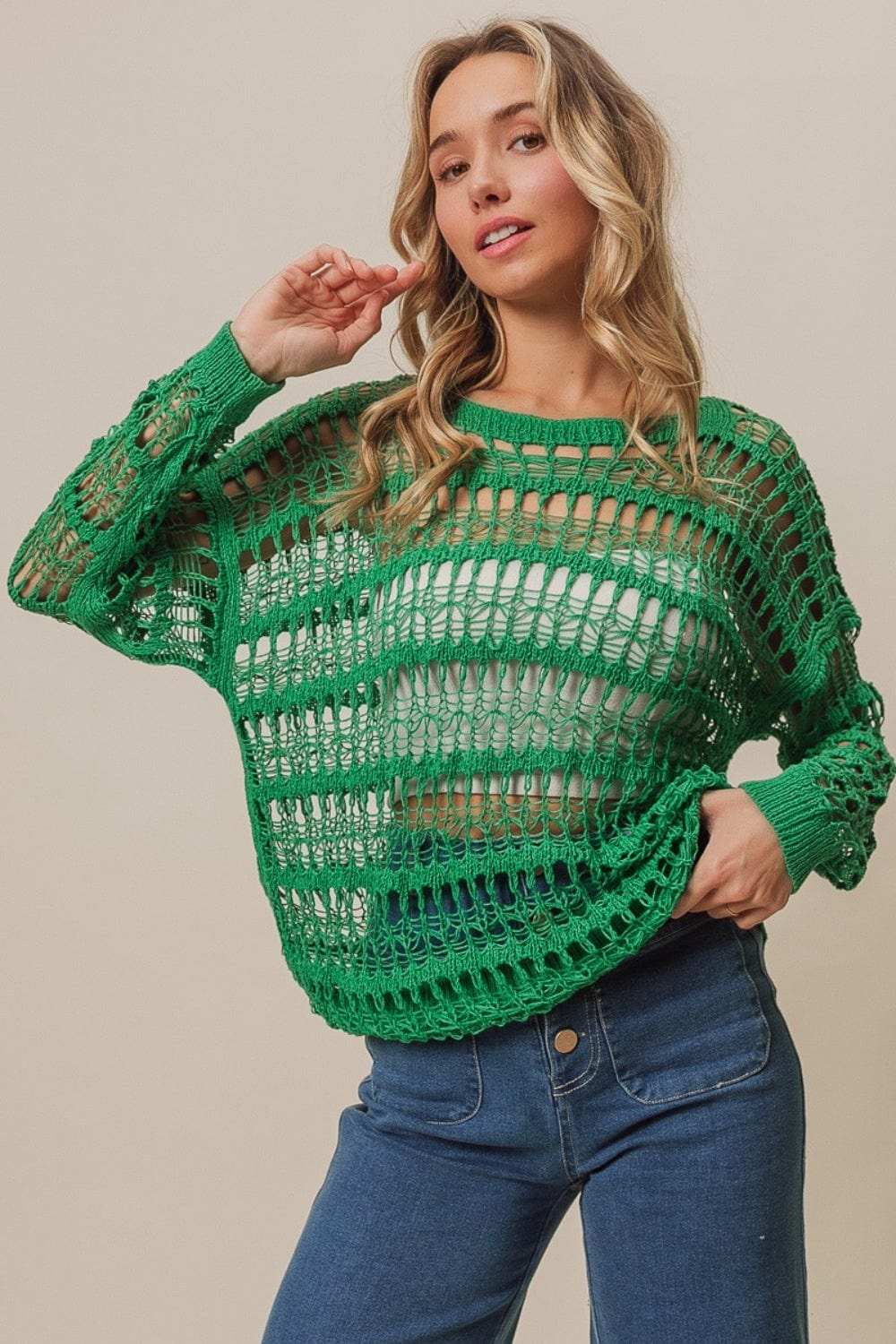 BiBi Long Sleeve Knit Cover Up - Trendsi - Flyclothing LLC
