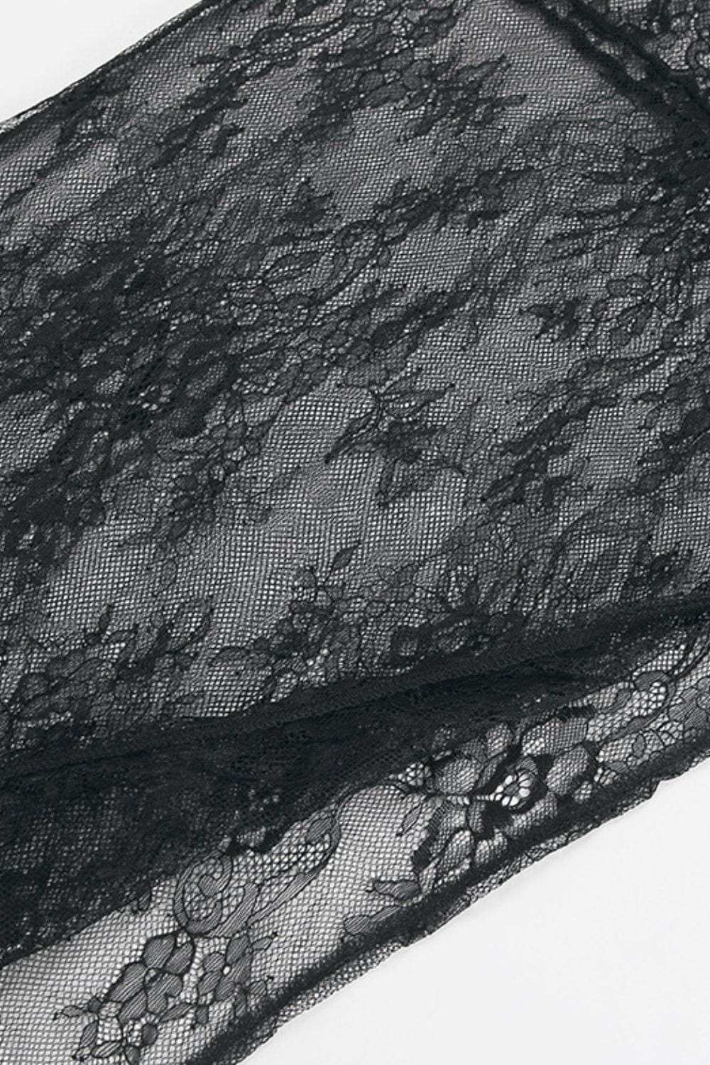 Fringe Round Neck Long Sleeve Lace Sheer Top - Trendsi - Flyclothing LLC