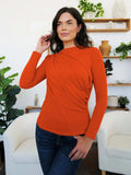 Ruched Mock Neck Long Sleeve T-Shirt - Trendsi - Flyclothing LLC