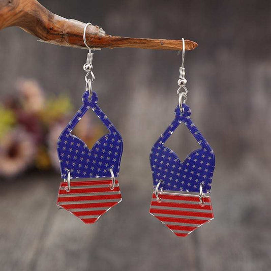 US Flag Pattern Acrylic Earrings - Trendsi - Flyclothing LLC