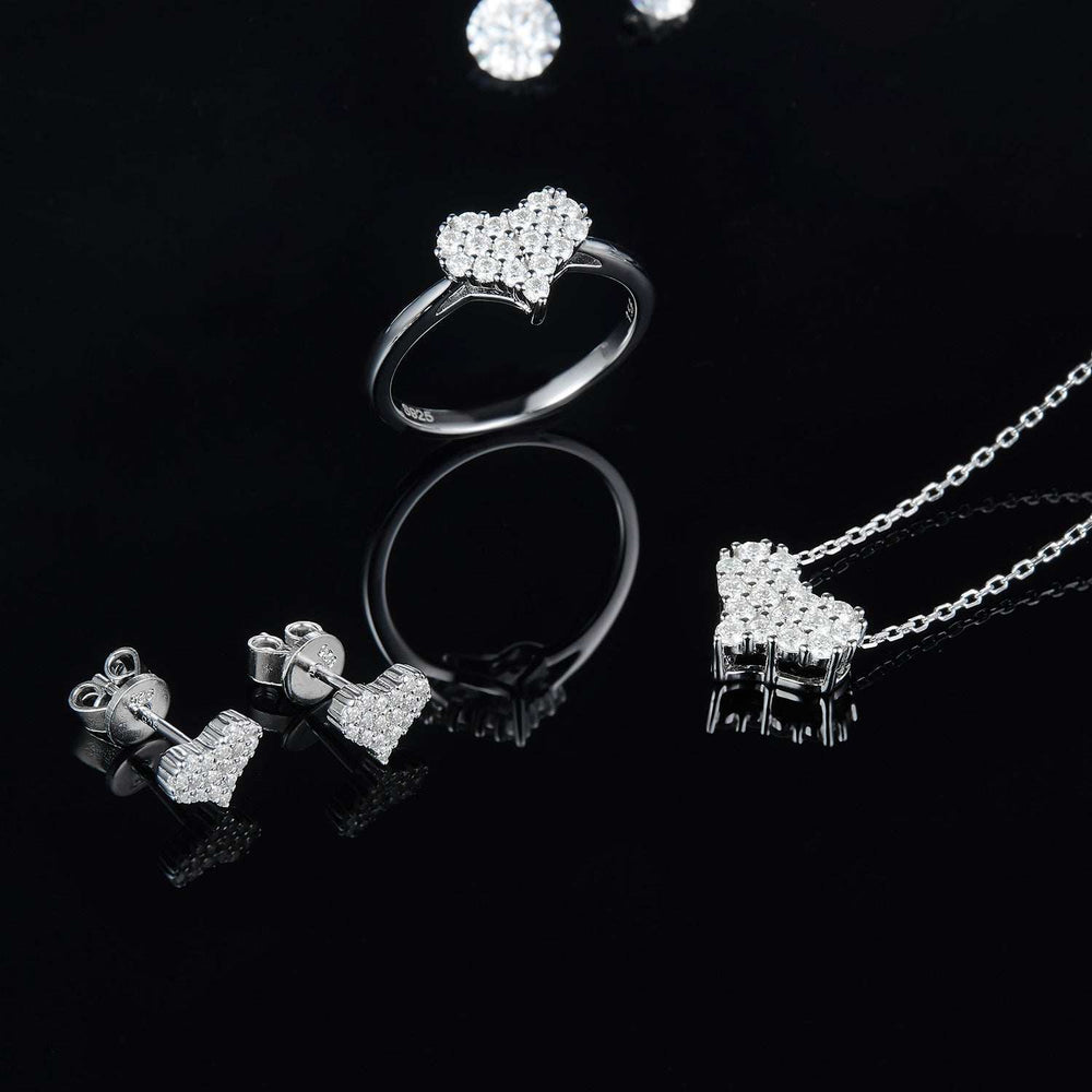 Moissanite 925 Sterling Silver Heart Stud Earrings - Trendsi - Flyclothing LLC