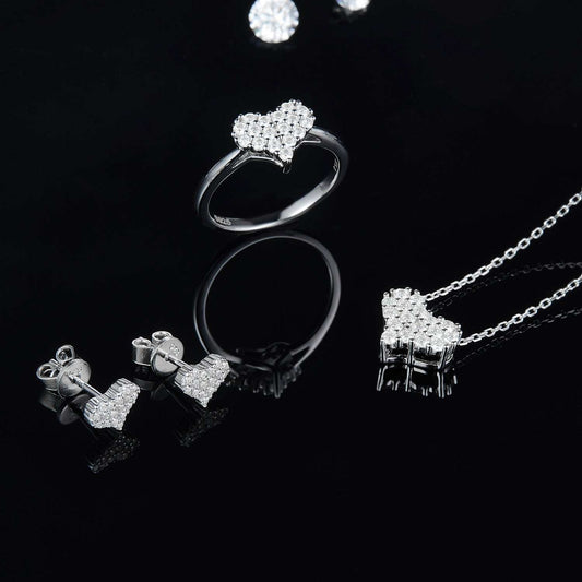 Moissanite 925 Sterling Silver Heart Stud Earrings - Trendsi - Flyclothing LLC