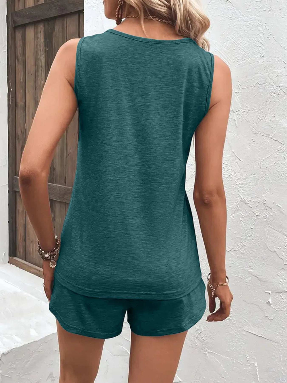 Casual Wide Strap Tank Top and Shorts Set - Trendsi - Flyclothing LLC