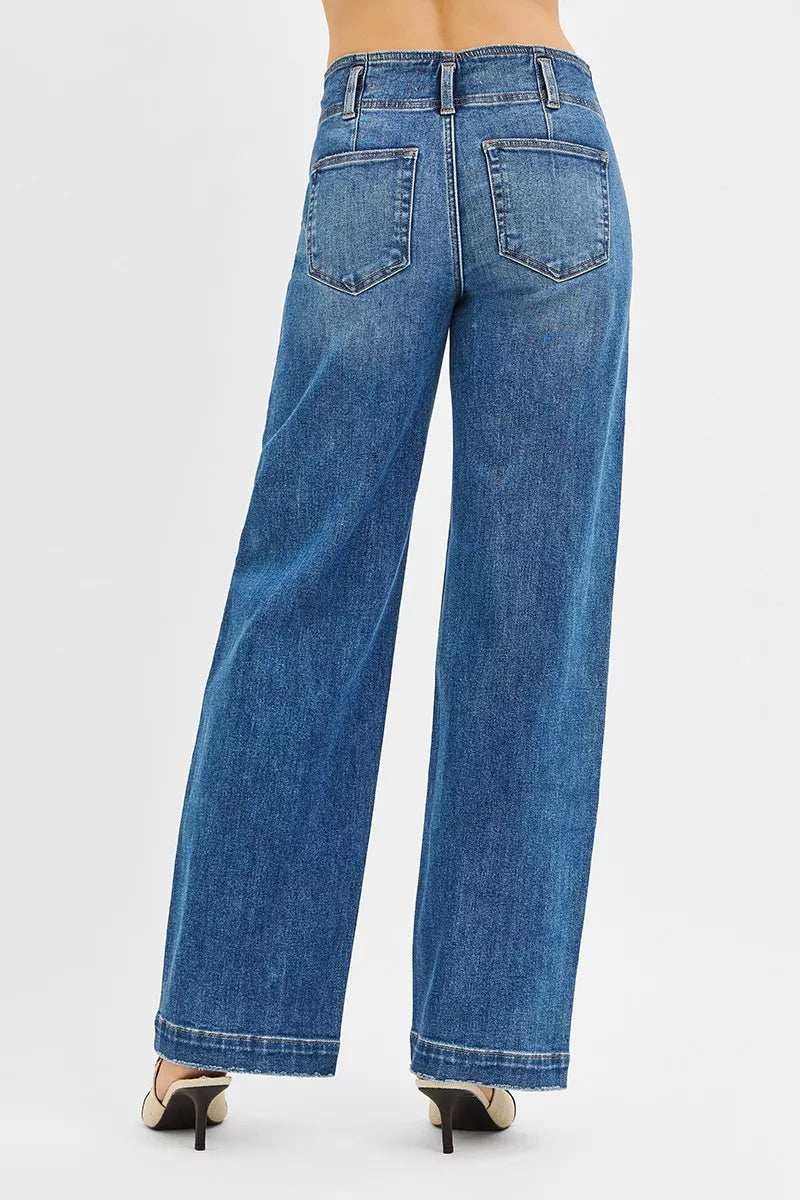 RISEN Mid Rise Fit Wide Baggy Jeans - Trendsi - Flyclothing LLC