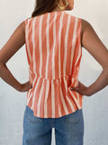 Tied Striped Round Neck Tank - Trendsi - Flyclothing LLC