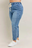 Judy Blue Full Size High Waist Denim Jogger Plus Size - Trendsi - Flyclothing LLC