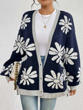 Contrast Dropped Shoulder Long Sleeve Cardigan - Trendsi - Flyclothing LLC