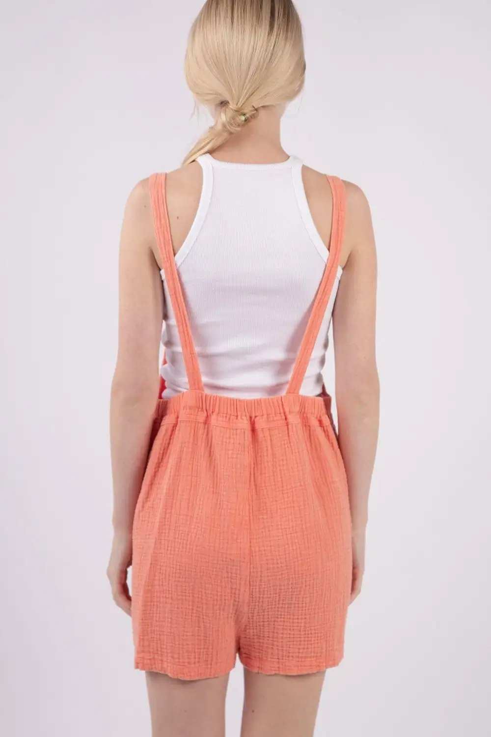 VERY J Sleeveless Double Gauze Overalls with Pockets - Trendsi - Flyclothing LLC