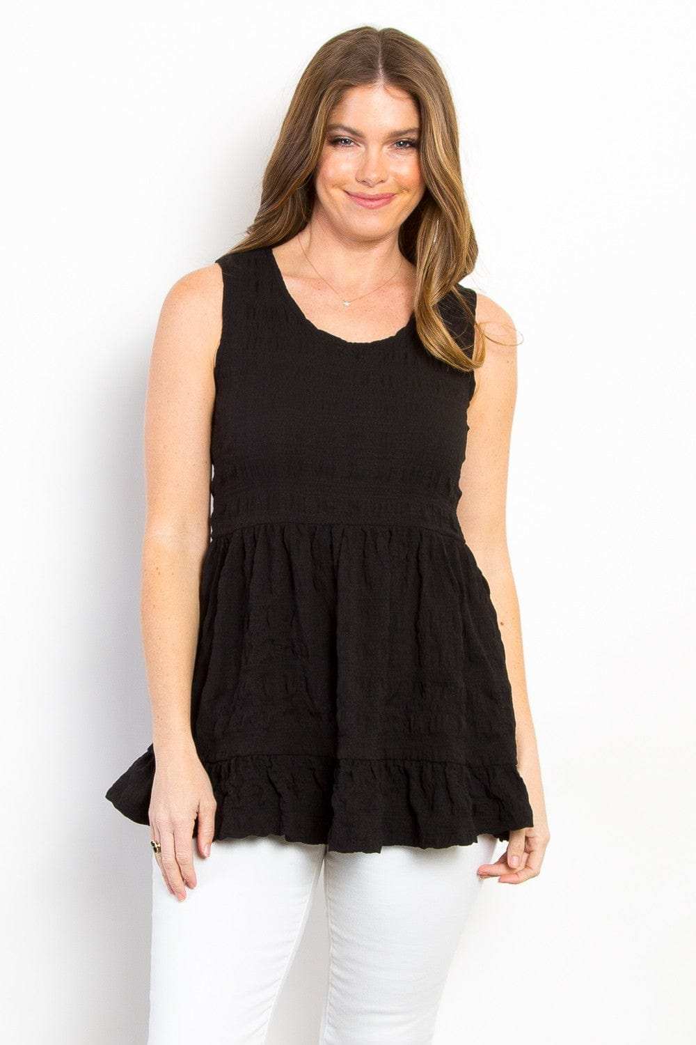 Be Stage Ruffled Sleeveless Babydoll Top - Trendsi - Flyclothing LLC