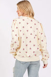 SAGE + FIG Heart Printed Contrast Long Sleeve Sweatshirt - Trendsi - Flyclothing LLC