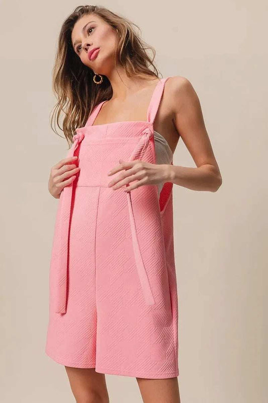 BiBi Texured Jacquard Romper with Side Pockets - Trendsi - Flyclothing LLC