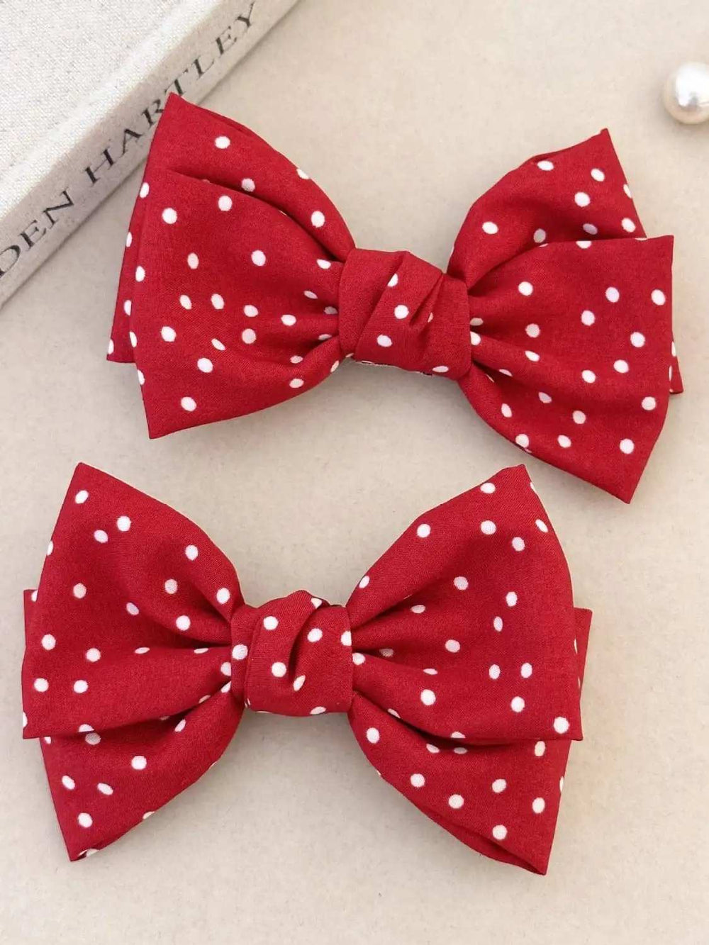 2-Piece Polka Dot Bow Hair Clip - Trendsi - Flyclothing LLC