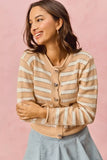 SO ME Stripe Long Sleeves Button Sweater Cardigan - Trendsi - Flyclothing LLC
