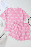 Bowknot Printed Notched T-Shirt and Shorts Set - Trendsi - Flyclothing LLC