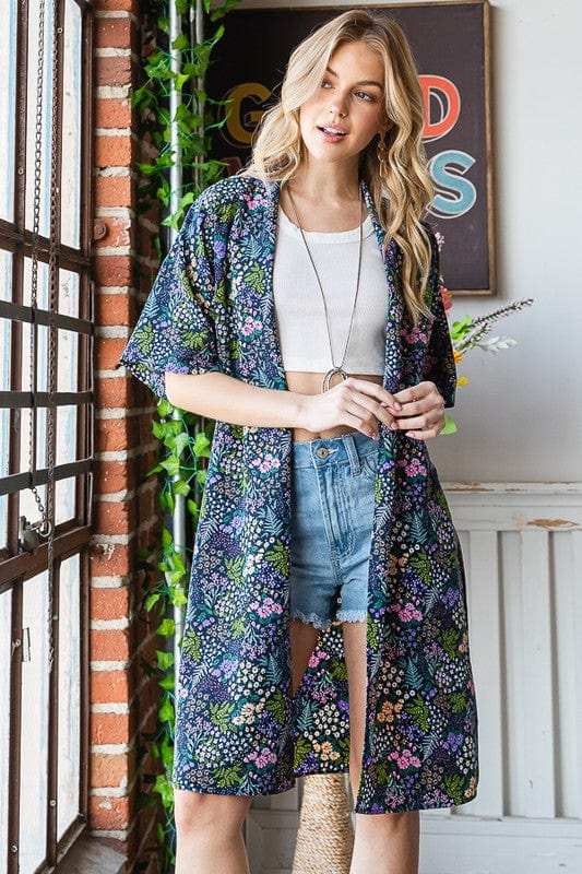 Heimish Full Size Half Sleeve Floral Open Cardigan Plus Size - Trendsi - Flyclothing LLC