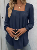 Square Neck Long Sleeve Top - Trendsi - Flyclothing LLC