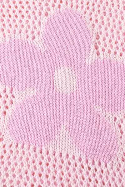 Openwork Round Neck Floral Knit Cover Up - Trendsi - Flyclothing LLC