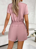 Tied Round Neck Short Sleeve Romper - Trendsi - Flyclothing LLC