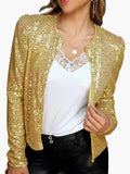 Full Size Sequin Long Sleeve Jacket Plus Size - Trendsi - Flyclothing LLC