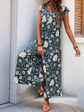Perfee Printed Round Neck Cap Sleeve Wide Leg Jumpsuit - Trendsi - Flyclothing LLC