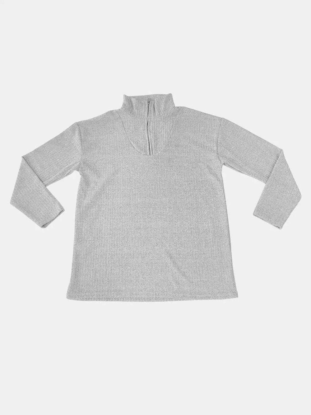 Full Size Quarter Zip Long Sleeve Top - Trendsi - Flyclothing LLC