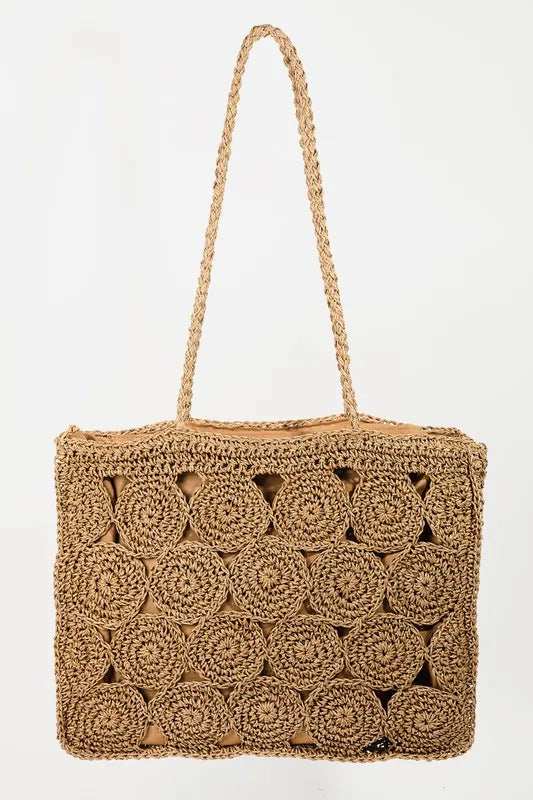 Fame Square Braided Pattern Tote Bag - Trendsi - Flyclothing LLC