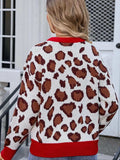 Leopard Round Neck Long Sleeve Sweater - Trendsi - Flyclothing LLC