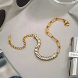 18K Gold-Plated Stainless Steel Rhinestone Chain Bracelet - Trendsi - Flyclothing LLC