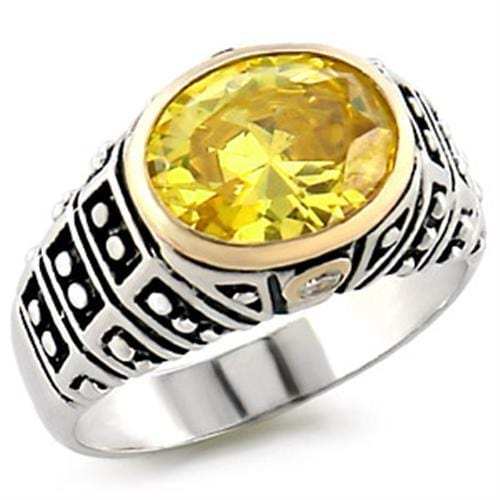 31419 - Reverse Two-Tone 925 Sterling Silver Ring with AAA Grade CZ in Topaz - Alamode - Flyclothing LLC