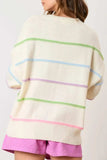 Contrast Striped Half Button Round Neck Sweater - Trendsi - Flyclothing LLC