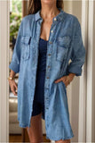 Full Size Pocketed Button Up Long Sleeve Denim Jacket - Trendsi - Flyclothing LLC