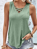 Eyelet Wide Strap Tank - Trendsi - Flyclothing LLC