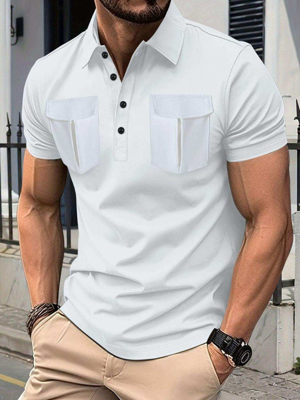 Men's Full Size Collared Short Sleeve Polo Plus Size - Trendsi - Flyclothing LLC