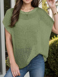 Openwork Round Neck Short Sleeve Cover-Up - Trendsi - Flyclothing LLC