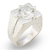 31533 - High-Polished 925 Sterling Silver Ring with AAA Grade CZ in Clear - Alamode - Flyclothing LLC