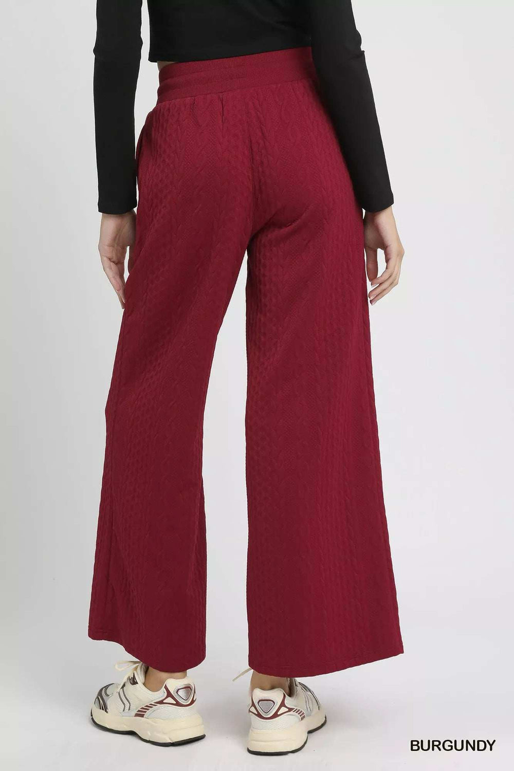 Umgee Cable Knit Textured Wide Leg Pants - Trendsi - Flyclothing LLC