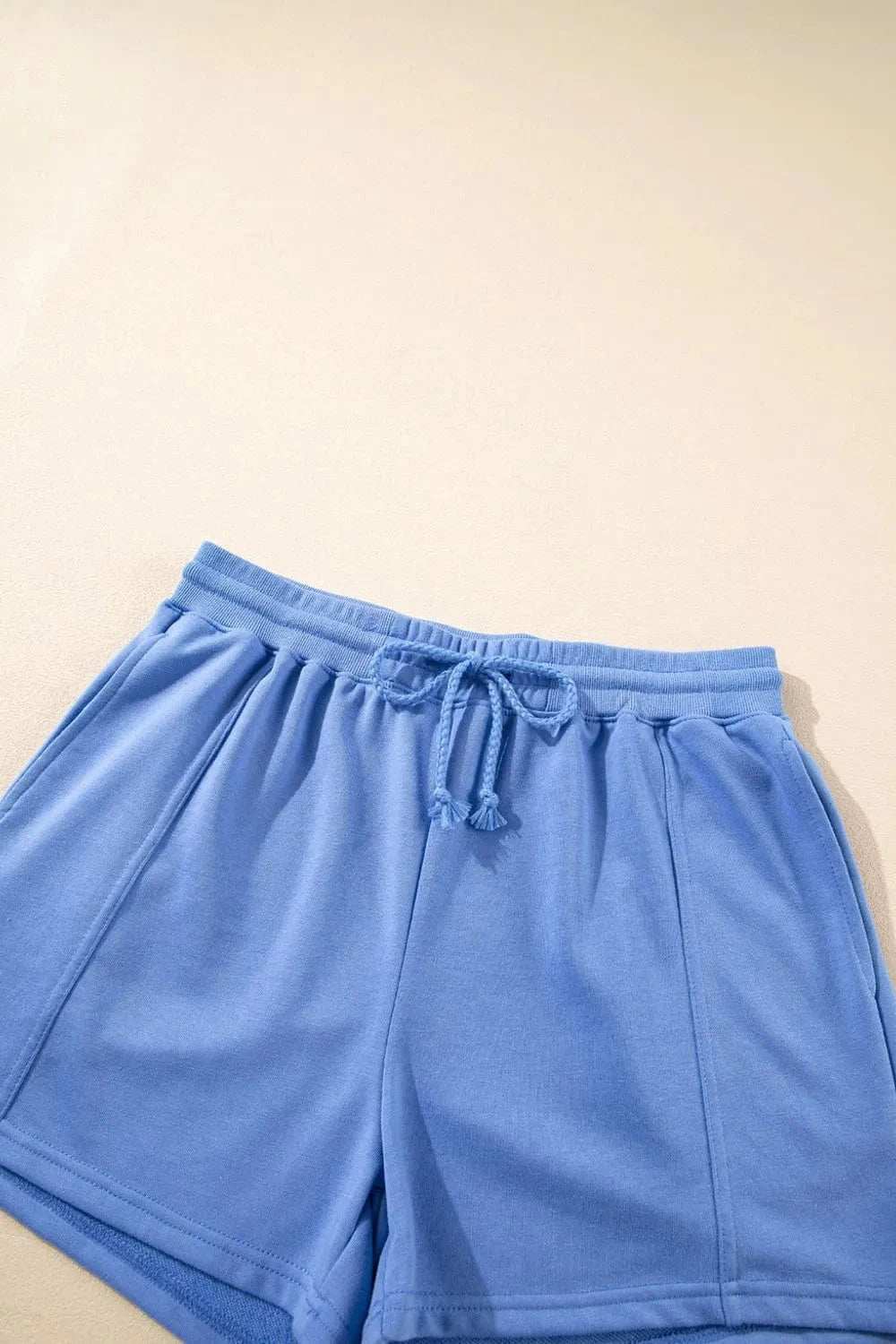 Drawstring Zipped Short Sleeve Hoodie and Shorts Set - Trendsi - Flyclothing LLC