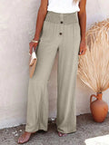 Full Size Decorative Button High Waist Pants - Trendsi - Flyclothing LLC