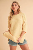 Aemi + Co Side Slit Ribbed Hem Round Neck Sweater - Trendsi - Flyclothing LLC
