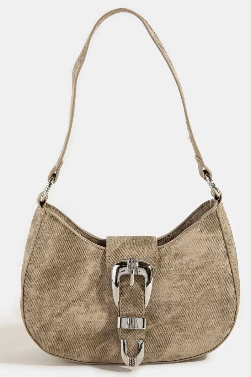 Fame Buckle Detail Hobo Shoulder Bag - Trendsi - Flyclothing LLC