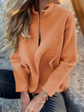 Full Size Textured Knit Zip Up Outerwear Plus Size - Trendsi - Flyclothing LLC