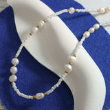 Titanium Steel Glass Bead Pearl Necklace - Trendsi - Flyclothing LLC