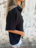 Full Size Collared Neck Half Sleeve Shirt Plus Size - Trendsi - Flyclothing LLC