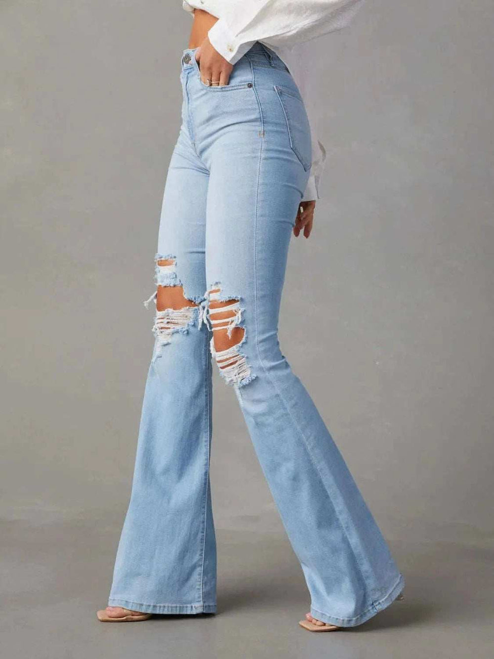 Distressed Jeans with Pockets - Trendsi - Flyclothing LLC