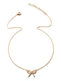 Zircon Bow Pendant Necklace - Trendsi - Flyclothing LLC