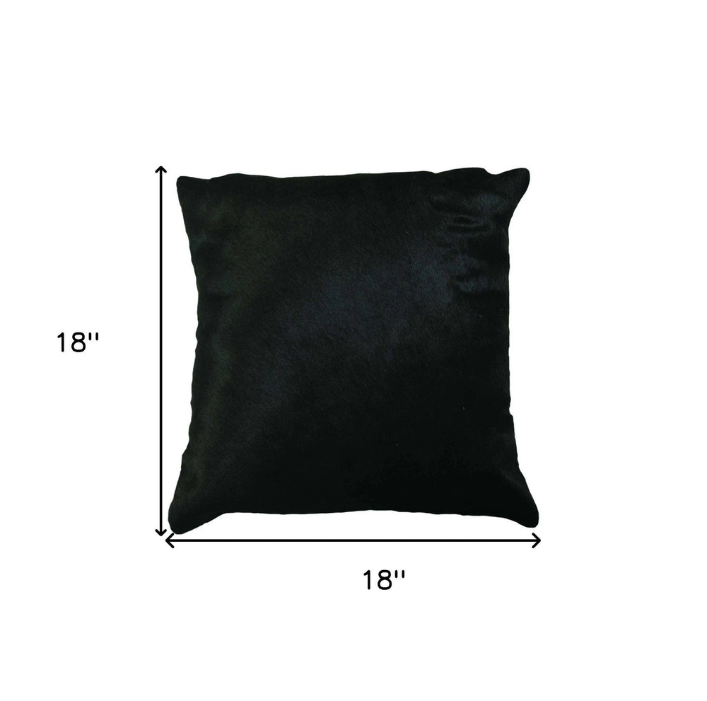18" Black Cowhide Throw Pillow - Homeroots - Flyclothing LLC