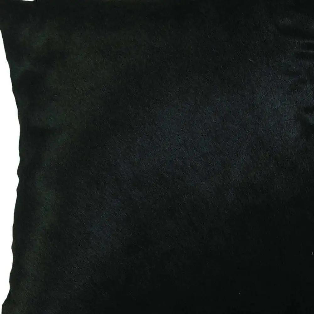 18" Black Cowhide Throw Pillow - Homeroots - Flyclothing LLC