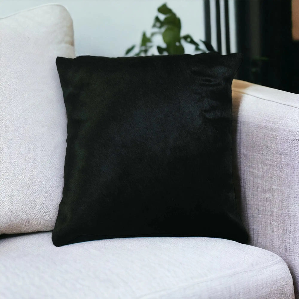 18" Black Cowhide Throw Pillow - Homeroots - Flyclothing LLC
