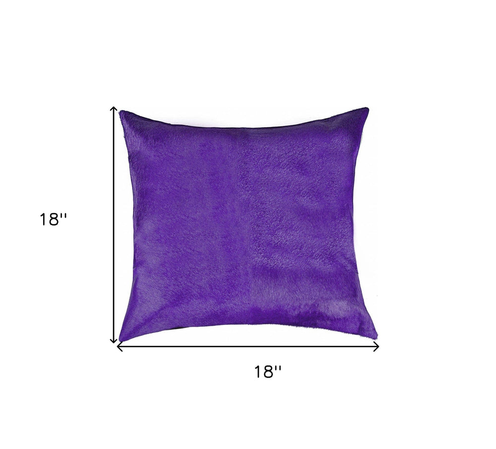 18" Purple Cowhide Throw Pillow - Homeroots - Flyclothing LLC